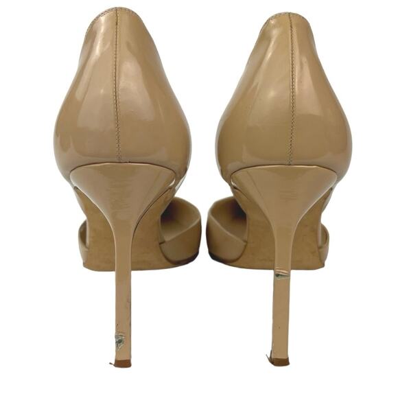 Manolo Blahnik Beige Pointed Toe Patent Leather Slip On D'Orsay Pump Heels Sz 8 - Picture 3 of 7